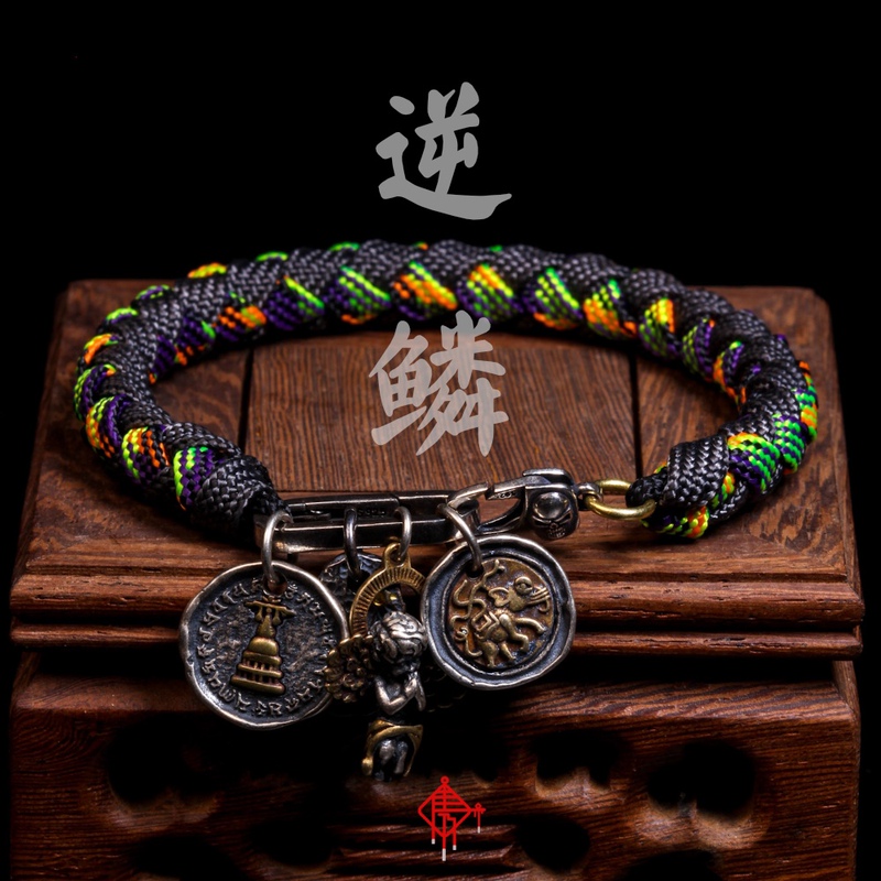 2025 New Style Reverse Scale Bracelet Finished Product Material Kit Men's Bracelet Silver Pendant Accessories Cupid God of Love
