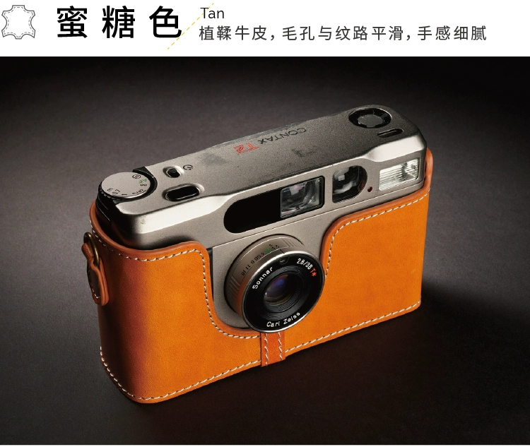 Đài Loan TP Kang Taishi Contax T2 bao da nửa bộ Máy ảnh cơ sở túi da Vintage handmade da bò - Phụ kiện máy ảnh kỹ thuật số