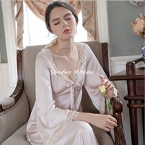Sandro Modda method palace wind pyjamas women 2021 new silk Home Clothing Lace side V Sleeping dress