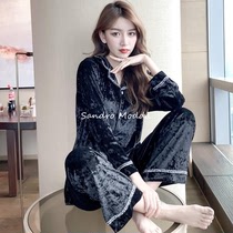 Sandro Modda method pyjamas woman gold velvet sexy gown in autumn and winter open-shirt with luxurious family clothes