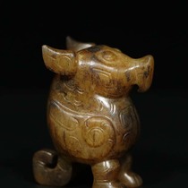 Boutique Collection Xinjiang Hotan Jade Ancient Jade Old Jade Seiko Carving Ornament Beast