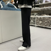 2022 New Youth Straight Drum Casual Long Pants Loose Korean version Trend 100 Lap Dying Feel Free of Hot Fork Mens Western Pants