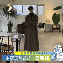 Bisher 2022 new 100 hitch long style wind clothes mens Korean version trendy handsome Inlan wind coffee color loose coat