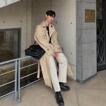 Bisher 2022 new spring autumn loose leisure Inn wind coat mens card its color classic long style Korean version of the wind clothes man