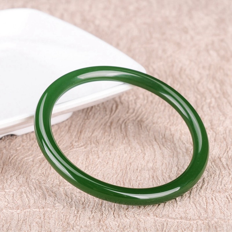 Xinjiang Natural Spinach Green Hetian Jasper Thin Round Strips Delicate Jade Bracelets Thin Strips Jade Bracelets for Girls
