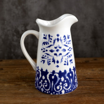 Classic blue and white blue hand-painted ceramic vase table flower vase dry flower jar cold water kettle cold boiled water teapot