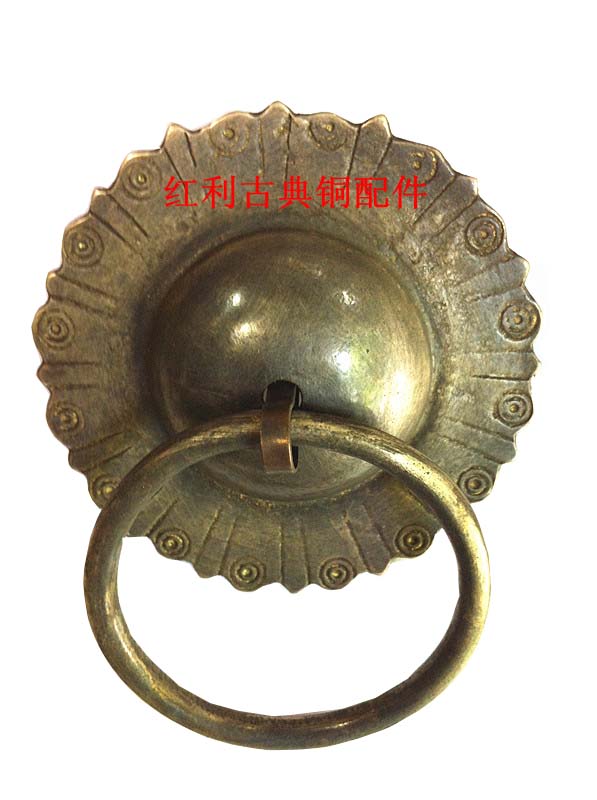 Chinese imitation ancient retro gate door solid wood door handle pure bronze lion head handle beast head door ring bronze handle accessory