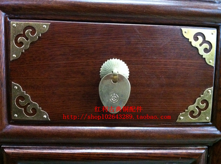 (Bonus Classical Copper Accessories) Antique Pure Copper Furniture Accessories Jewelry Box Drawer Tag Handle