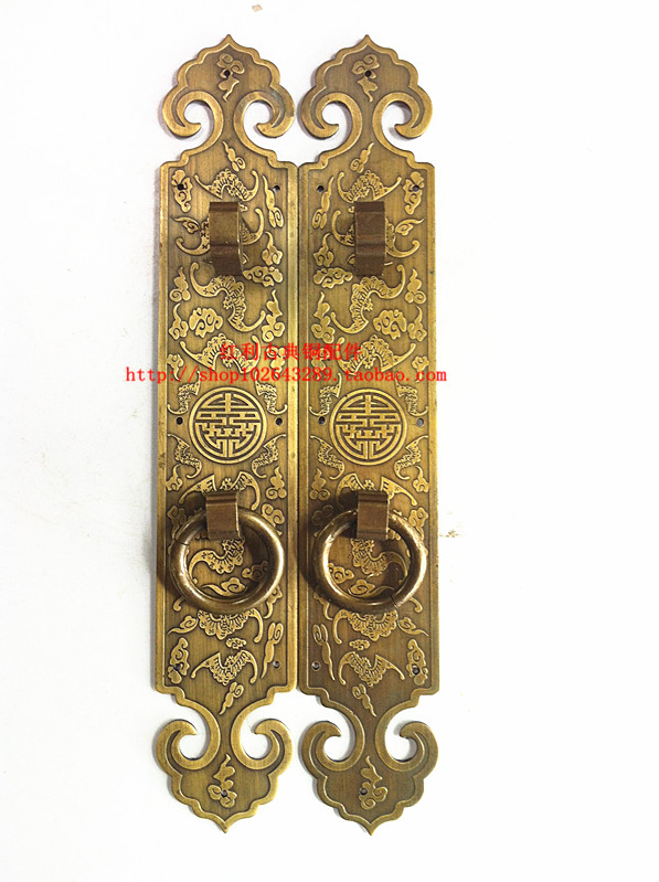 (Bonus classical copper accessories) Antique pure copper door lattice door screen door long handle classical decoration