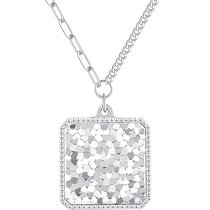 CRD PT950 platinum square brand crushed ice pendant double-sided wearable womens asymmetrical necklace gift