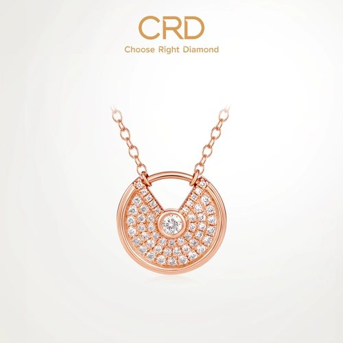 Золотая ретро бриллиантовая подвеска, цепочка для друга, золото 18 карат, розовое золото