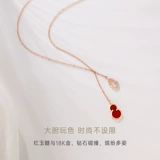 Бриллиантовая подвеска, золотое натуральное ожерелье, золото 18 карат, розовое золото