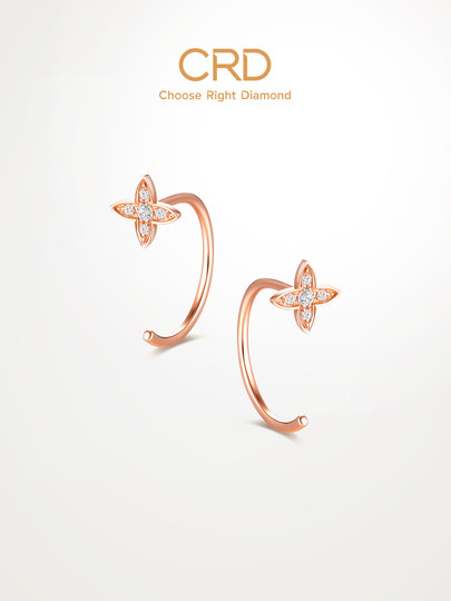 CRD克徕帝18K金钻石耳钩玫瑰金天然真钻彩金耳饰耳环耳钉圣诞送礼
