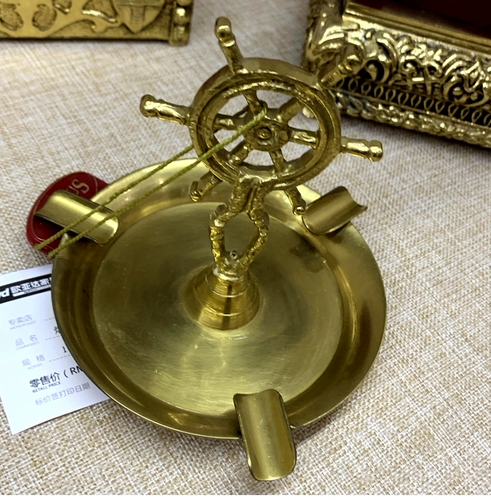 Импортный медный аксессуар, золотая антикварная пепельница, европейский стиль