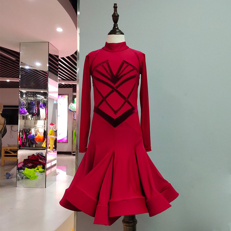 Latin dance costumes, children's girls' performance costumes, professional children's competition regulations, performance dance skirts, dance practice clothes