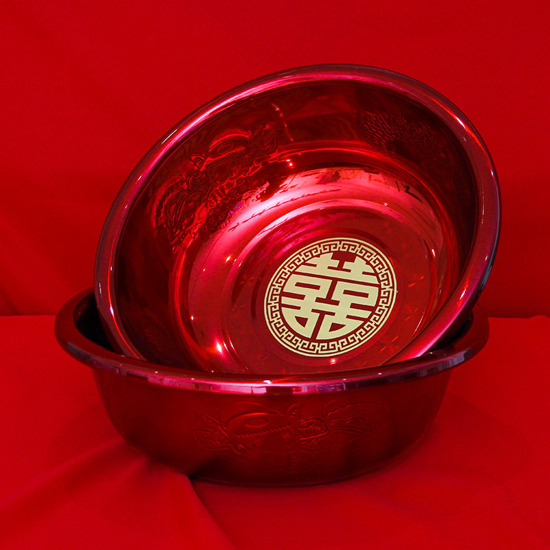 Wedding Women's party accompanied by the bride dowry Dowry Red Basin home washing washbasin a couple of wedding items Great All