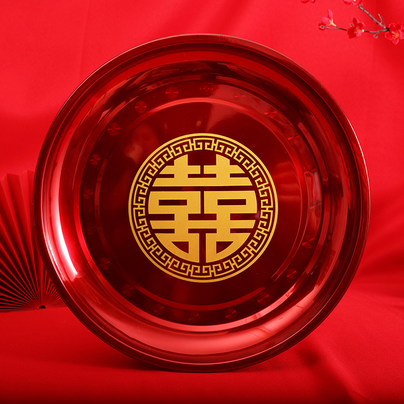 Wedding Wedding Celebration Items Candy Pan Festive Tea Tray Fruit Tray Wedding Feast Red Toast Tea Cup Bride Big Dei Tray