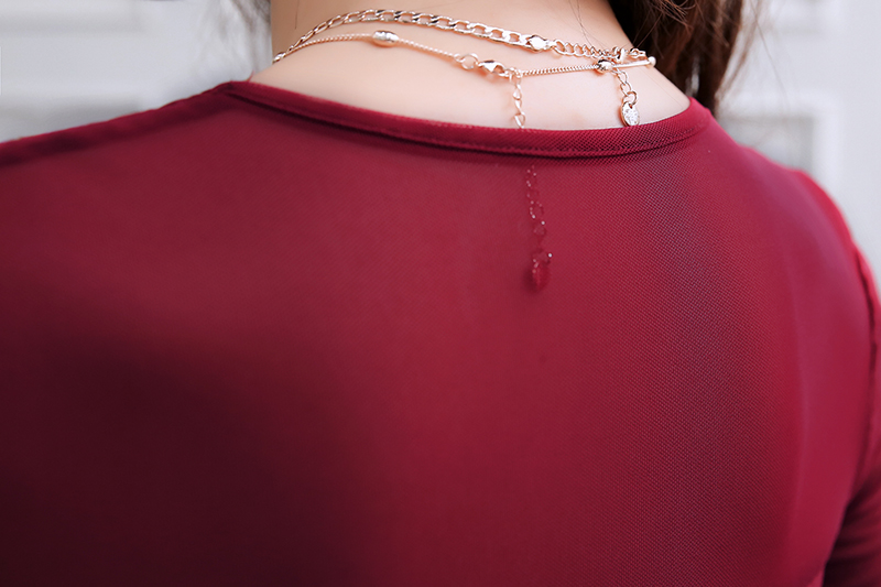 DABI 韓國風名媛夜店性感褶皺修身顯瘦禮服長袖洋裝