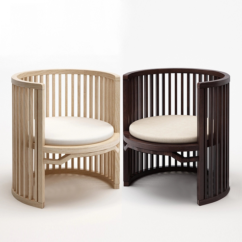 Leisure Chair Creative Solid Wood Fabric Personality Modern Chinese Sample House Exhibition Center Club Dining Room Hotel Furniture Customization