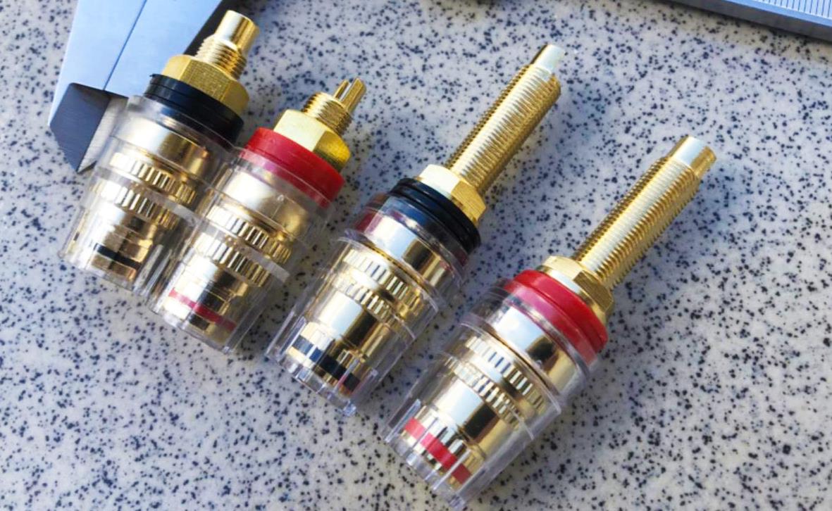 (Qingfeng Studio) Copper gold-plated output terminal with crystal anti-oxidation jacket Large speaker post