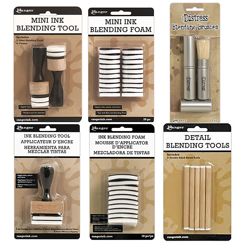Tim Holtz sponge printing pad coloring stick brush tool hair brush dye card square round Ranger