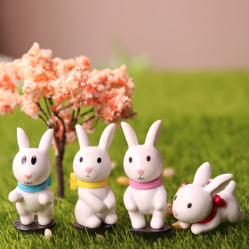 Cute Little Rabbit Doll Swing Piece Cartoon Scarf Rabbit Toy Model Microscape Multimeat Potted Diy Material 