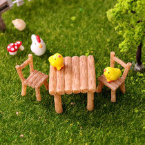 Imitation log square table and chair ornaments micro landscape multi-meat potted diy material Creative Square backrest table stool