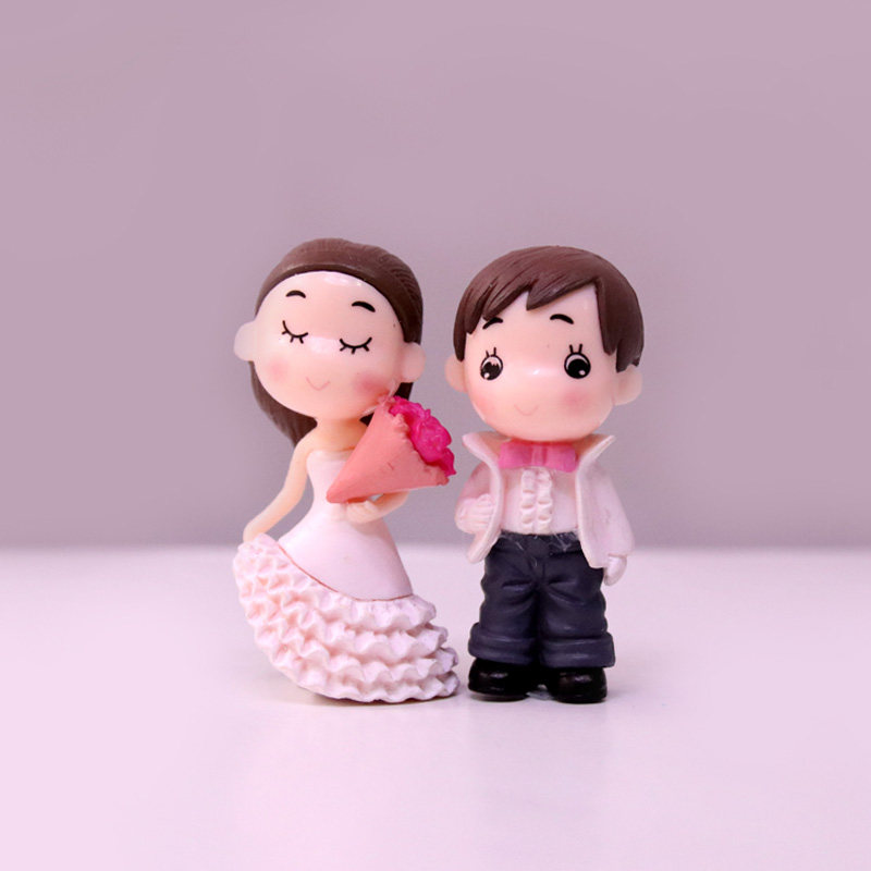 Growing and Bride Sweet Cartoon Couple Marriage Cake Landscape Potted Boy and Girl Marriage Decoration