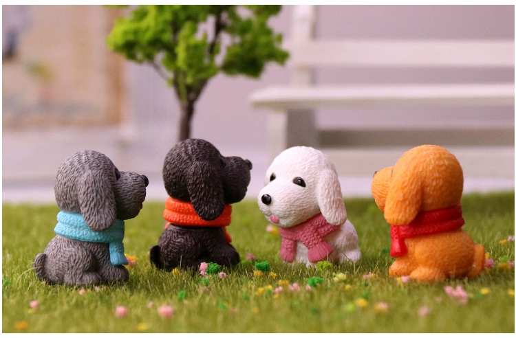 Puppy búp bê đồ trang trí Dễ thương phim hoạt hình dài tai khăn pug con chó bức tượng máy tính để bàn trong chậu trang trí bánh vật dụng dcor phòng ngủ