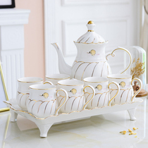 Ceramic tea set modern simple household water cup set living room kettle heat-resistant tea European whole set of cups
