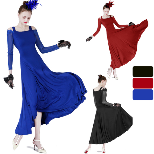 Competition ballroom dance dress for women Waltz long short sleeve summer Modern Dance Dress