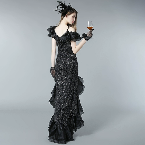 21 Terram Tail Black Fair Fair Service Open Short Short Wanfuction Banquet Hoir Hoir юбка хозяина