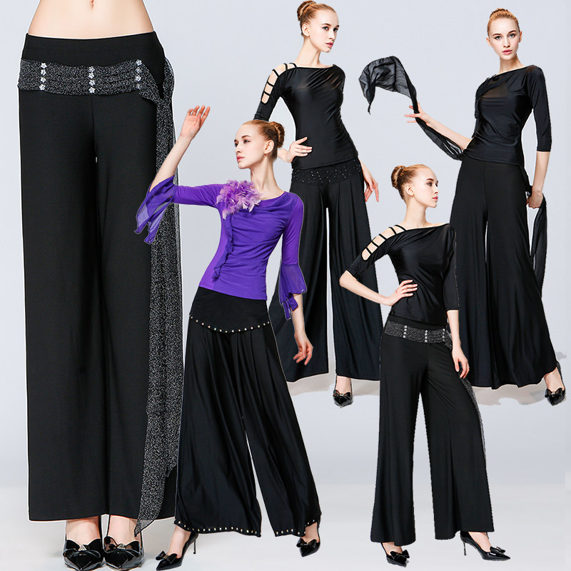 O'Lean Kwai Fong modern dance national standard dance dance Jiteba social dance wide-leg pants Latin practice clothes women's trousers