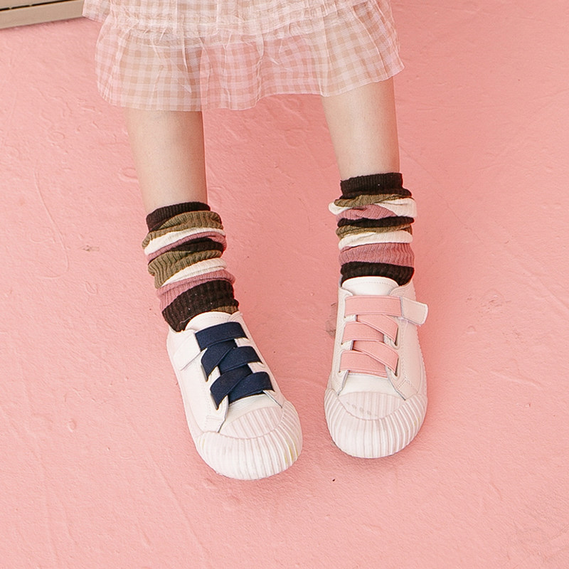 MARUKO HAHA girls American leisure wind rubber lace leather surface shell head soft bottom low casual shoes