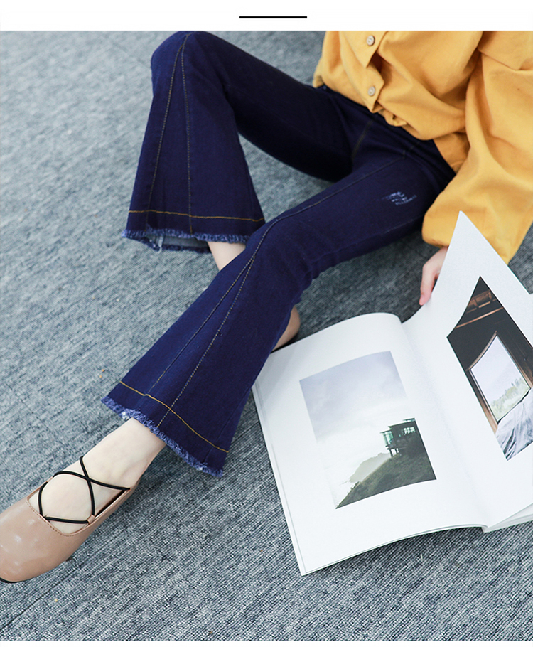 Quần bé gái denim quần ống loe 2018 quần áo mùa xuân và mùa thu mới quần jean ống rộng cho bé gái