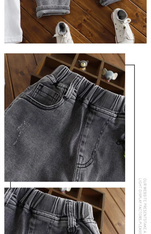 Quần denim trẻ em, quần năm điểm bé trai, quần bảy điểm cho bé trai, quần lửng mùa hè, quần dài phong cách hàn quốc - Quần