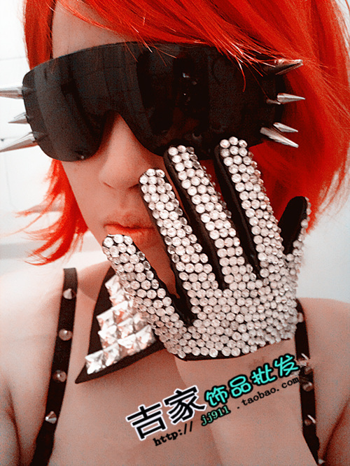 Glass crystal diamond half palm gloves Men's and women's pistol dance nightclub performance gloves