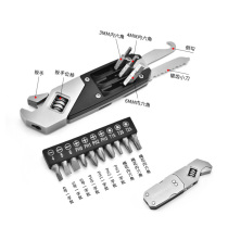Stainless steel adjustable wrench folding Allen wrench multifunctional wrench with screwdriver movable lever