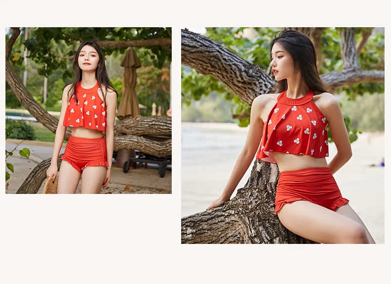 Ngực nhỏ xù mới tập hợp áo lót gợi cảm chia tay áo tắm giải trí đảo nghỉ mát công viên nước áo tắm nữ - Bộ đồ bơi hai mảnh đồ bơi 2 mảnh cạp cao