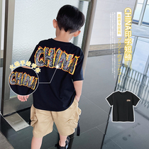 (Seven fold back) boys summer dress new 2021 short sleeve foreign air baby pure cotton blouse handsome children t-shirt