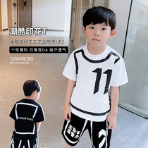 (Seven-fold back) Boy Summer short sleeves 2021 new Grand Scout Korean version T-shirt Children foreign air baby blouse