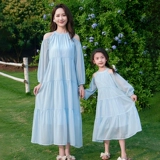 Летнее милое пляжное платье, семейный стиль, французский стиль