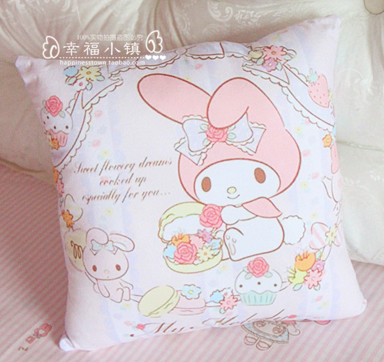 Meng quay bạn bè ~ giai điệu Melody đáng yêu AB bên in ấn đệm dễ thương gối đệm Melody - Trở lại đệm / Bolsters bộ chăn gối văn phòng giá rẻ