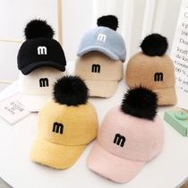 Children baby autumn and winter fashion simple hair ball duck tongue sun hat kindergarten children Class baseball cap tide