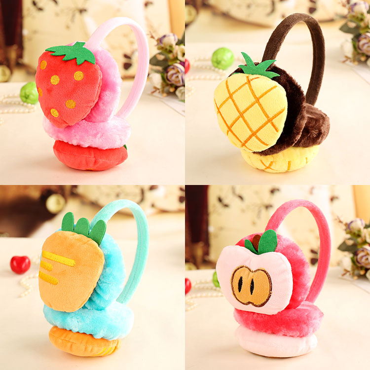 3-4-5-6-7-year-old child cartoon fruit earmuff male and female child winter cute plush warm ear cover bag