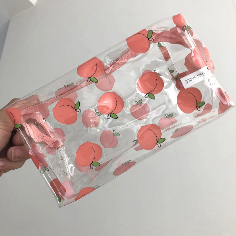 Ins Hanfeng Hyunya net red travel makeup bag waterproof girl student pen bag large capacity PVC zipper storage bag