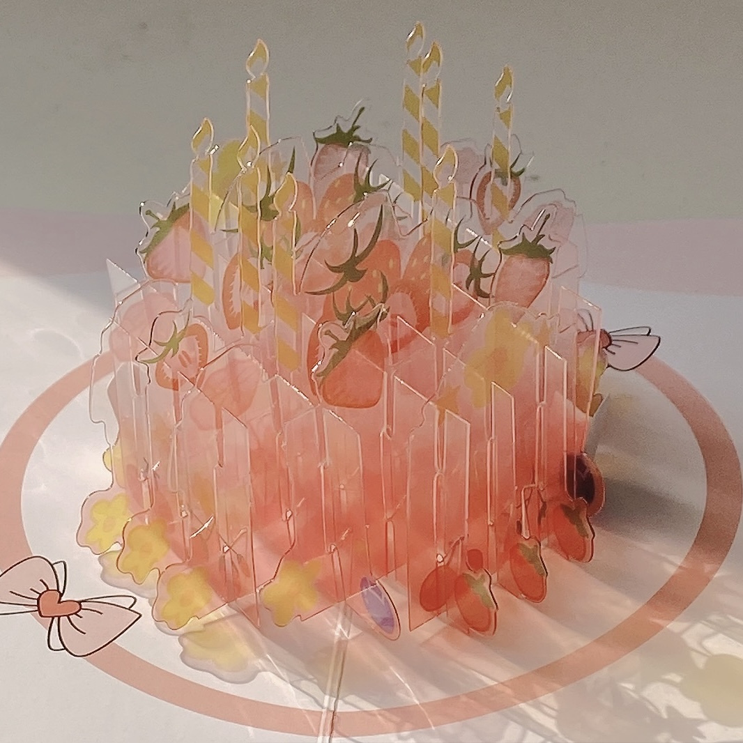 ins Korean wind little fresh and cute creative teenage girl hearts solid cake birthday cards handmade gift message cards