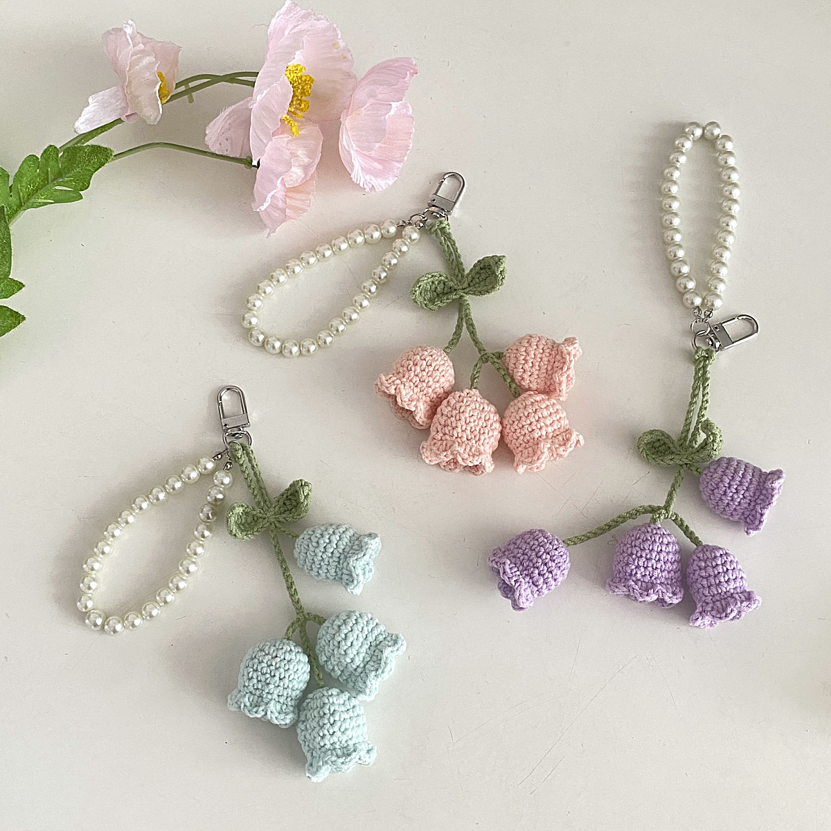 Cute Flower Yarn Women's Keychain display picture 8