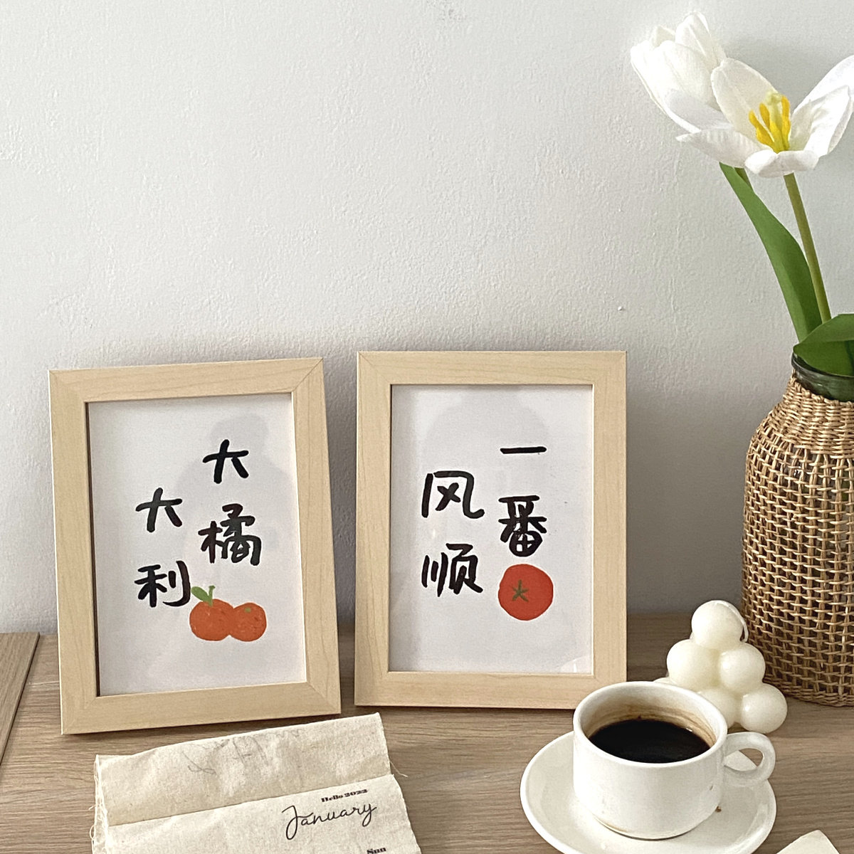 ins Han wind creative pendulum pieces fruit blessings illustrator Art Deco Art Deco Art Deco Decorative Painting Soft Dress Accompanied By Hand Gift Furniture Frame