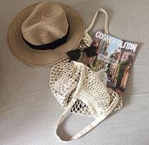 ins Hanfeng fishing net bag shopping bag hollowed out hand-held cross shoulder bag Joker simple Korean temperament bag